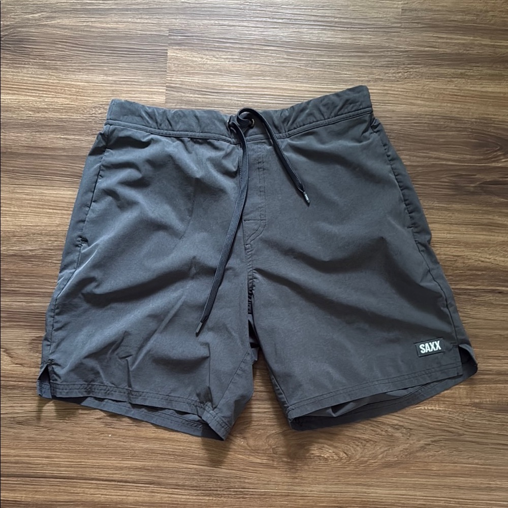 Saxx Gray Athletic Shorts with Elastic Waistband